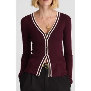 Madewell | Merino Silk V Neck Cardigan Dark Pomegranate | Sz XS